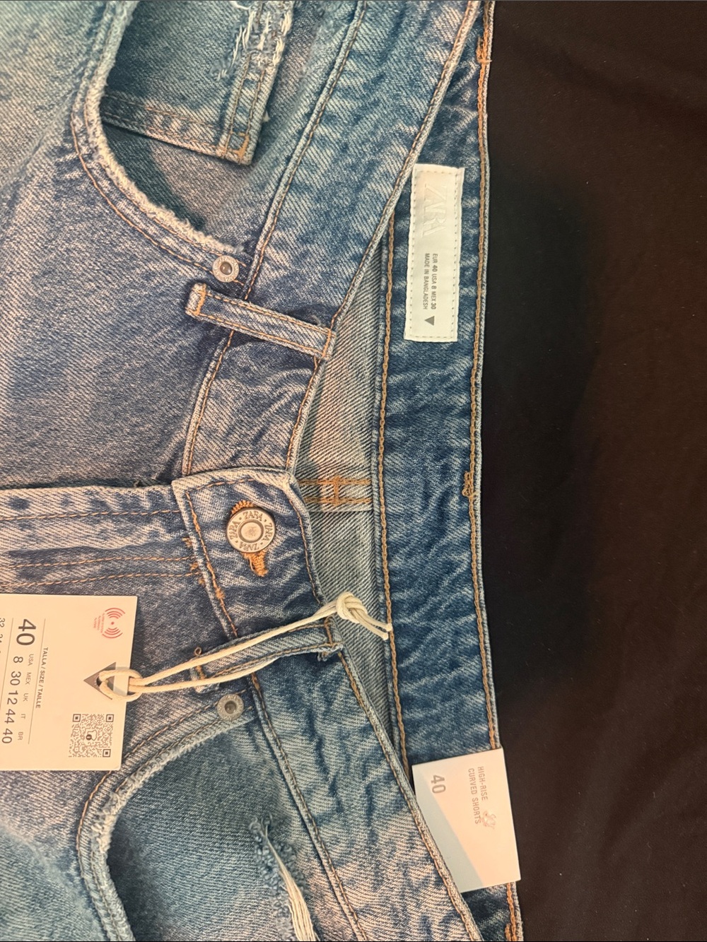 Zara Light Blue Ripped Denim Cutoff Shorts - Picture 2 of 3